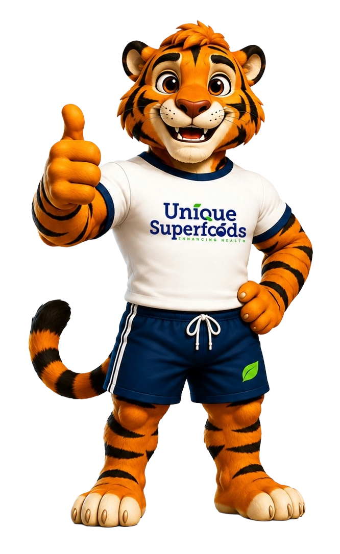 UNIQUE SUPER FOODS Tiger Mascot
